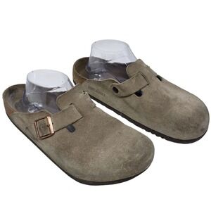 Birkenstock Boston Soft Footbed Suede Leather Clogs Taupe Brown EU 42 US L11/M9